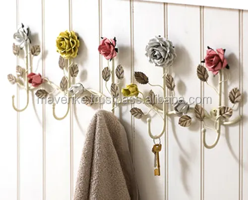 Gancho de pared rosa de metal decorativo para el hogar Ganchos de metal montados en la pared para colgar toallas Abrigos y bolsas Ganchos colgantes