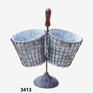 2 macetero redondo galvanizado con soporte de Metal - Product Image 1