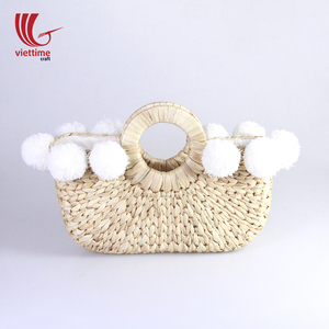 Wholesale Straw <b>Handbag</b> Made From Natural Water Hyacinth Vietnam/Straw <b>Summer</b> Beach Bag/Vintage Straw <b>Handbag</b> - Product Image 1