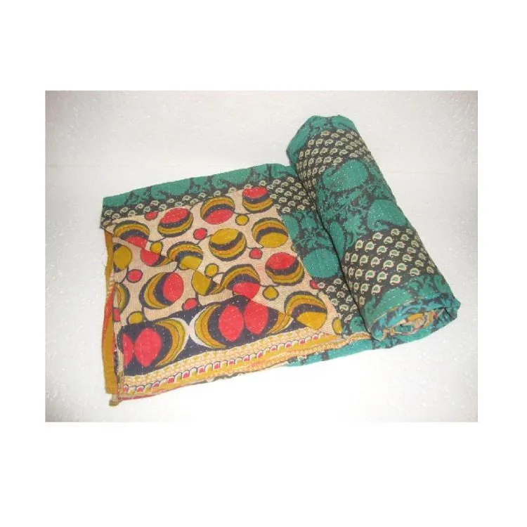 Vintage Kantha selimut produsen India reversibel selimut katun selimut seprai lempar