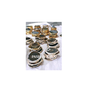 <b>Gold</b> Painted Natural Agate <b>Coaster</b> Set Exporter - Product Image 1