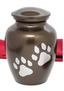 Urna de metal, urna roja brillante para cenizas, marca de pata clásica, cremación de mascotas, urna de cremación de mascotas grabada en latón - Product Image 2