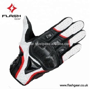 Flash Gear Guantes de cuero cortos de carreras vintage de alta calidad para hombres Guantes de motociclista personalizables para motociclista de - Product Image 4