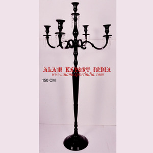 Latest Modern 5-Arm <b>Black</b> Powder Coated Aluminium <b>Candelabra</b> Customized Size Design Party Wedding Decoration Wholesale Available - Product Image 4
