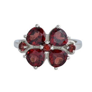 Corazón forma redonda granate piedra preciosa 925 plata esterlina punta anillo joyería anillo de moda para aniversario de boda o fiestas. - Product Image 1