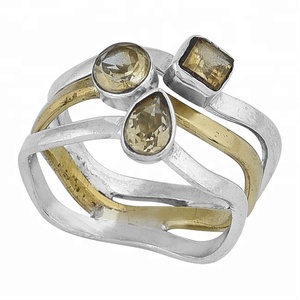 Handmade .925 Sterling Silver Spiral Design Ring Multi-Shape <b>Citrine</b> Gemstone Unisex <b>Jewelry</b> Weddings Engagements Gifts Parties - Product Image 1