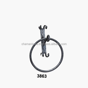 <b>Hand</b> Forged Wall Mounted <b>Towel</b> Ring, Wrought Iron Handmade <b>Towel</b> <b>Holder</b> for <b>Bathroom</b> and Kitchen - Product Image 1