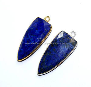 Colgante de piedras preciosas de lapislázuli de plata esterlina con punta de flecha con ajuste de bisel para colgantes o dijes elegantes de fiesta - Product Image 4