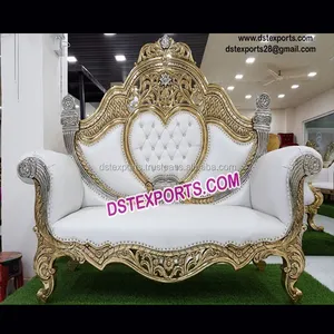 Eleganten Look Hochzeit Liebe Sitzer Sofa, Muslimischen Walima Gold Silber Liebe Sitz, Holz Geschnitzt Hochzeit Stühle