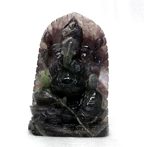 ประติมากรรมฟลูออไรต์หลายชิ้นแกะสลักด้วยมือรูปแกะสลักอัญมณี Rudra หินวิญญาณพิฆเนศธรรมชาติ - Product Image 2