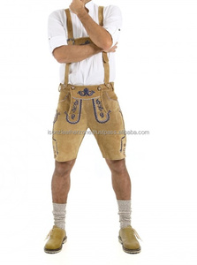 Pantalons longs et courts pour hommes vintage allemand Lederhosen cuir vieilli brodé respirant léger grande taille - Product Image 5