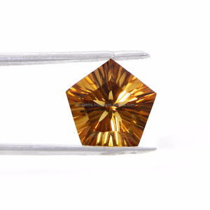 Citrino amarillo 12x12mm Pentágono cóncavo corte láser AA calidad 5,30 Cts cristal Natural suelto cuarzo - Product Image 1