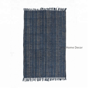 Rugs Living Room Cotton Carpets Rugs Outdoor Yoga Picnic Hand Woven Rug, Indian Hand Block Printed Dhurries Cotton Rugs - Product Image 3