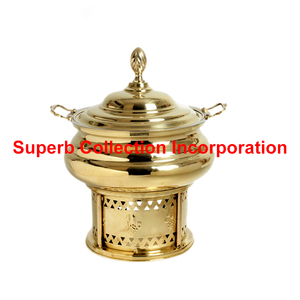 Chauffe-plat rond en laiton Antiqui en acier inoxydable et cuivre pour hôtel et mariage - Product Image 2