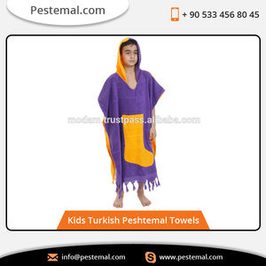 Poncho turco de lujo para niños, albornoz de diseño bonito de alta calidad con borlas, Poncho de dos colores con bolsillo, % 100 C - Product Image 5