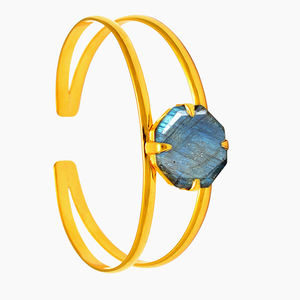 Forme ronde Labradorite Gemstone 925 Sterling Silver Cuff Bangle Jewelry Bracelet à la mode classique pour anniversaire de mariage. - Product Image 3