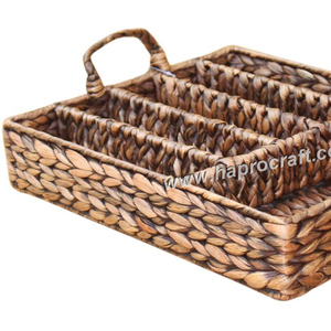 Rectangle Eco-Friendly Durable Food/Serving <b>Tray</b> Handle 5 Compartments Handmade <b>Plant</b> Fiber Storage Boxes Bins HAPROSIMEX SAIGON - Product Image 1