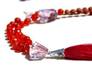 Cuentas de oración Natural de la India, collar de Yoga, Mala, Rosario, Rudraksha, cornalina, 108 cuentas - Product Image 3