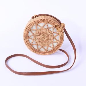 Bolso de Playa de Paja de Ratán Natural Vintage con Cierre de Cremallera Pequeño Verano Hobo Logo Patrón Forro de Algodón Bolso Dos Asas Vestido - Product Image 4