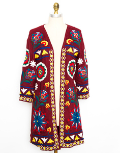 Demanded Women's 100% Cotton <b>Canvas</b> Jacket Comfortable Fresh Floral Design Suzani Embroidery Lace Christmas Sale 6XL Bohemian - Product Image 1