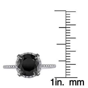 Bague de mariage en or blanc 14 carats avec halo de diamants noirs ronds de 2,4 carats, bague de créateur pour filles, bague de fiançailles solitaire en diamant - Product Image 3