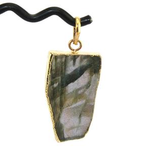 Colgante de labradorita de fuego verde natural, oro galvanizado, losa única, irregular, de gran tamaño, gran oferta, venta al por mayor - Product Image 2