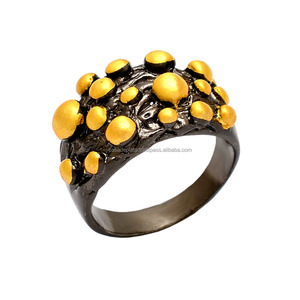 Belle bague de créateur solide. Bijoux faits à la main en argent sterling 925 plaqué or 18 carats rubis diamant style décontracté Casa De Plata - Product Image 1