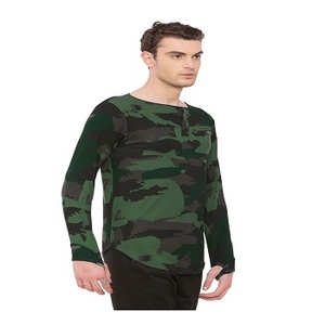 OEM personalizado de algodón Camo manga larga pulgar camisetas de talla grande transpirable con logotipo frontal posición en blanco diseño - Product Image 1