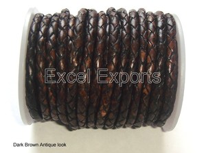 Cordones de Cuero Trenzado Marrón para Fabricación de Joyas, 3mm 4mm 5mm, Componentes para Correas de Perro, Pulseras y Collares, Rollo BL-161 - Product Image 4