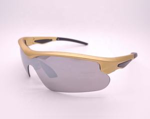 Lunettes de soleil de sport vintage avec monture intérieure, verres miroir UV400, monture en PC, couleurs personnalisées (jaune/rouge/bleu/camel) - Product Image 4