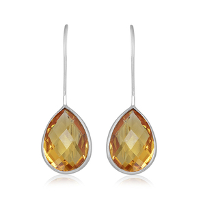 Pendientes colgantes de plata de ley 925 corte de pera citrino piedra preciosa pendientes de alambre joyería último diseño de pendientes para regalo. - Product Image 1