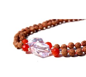 Cuentas de oración Natural de la India, collar de Yoga, Mala, Rosario, Rudraksha, cornalina, 108 cuentas - Product Image 5
