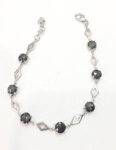 สร้อยข้อมือเพชรสีดำแฟนซีทรงกลม7.00กะรัตสำหรับผู้หญิงทองคำขาว14K สร้อยข้อมือเพชรแฟนซีตัดดอกกุหลาบสีดำทองแท้ - Product Image 2