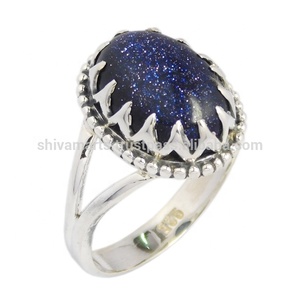 Magnífico aspecto indio hecho a mano plata 925 joyería de ley azul sol Sitara piedra preciosa eternidad Vermeil anillo regalo - Product Image 4