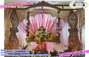 Indian Wedding Gold Stage Swings <b>Mehndi</b> Stage <b>Decoration</b> With Swing Wedding Stage Metal Swing Traditional <b>Decoration</b> Malaysia uk - Product Image 4