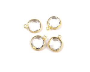 Connecteur de lunette de pierres précieuses en cristal de quartz fait à la main pierre à facettes plaquée or pour la fabrication de bijoux à caution unique forme de coussin à facettes - Product Image 4