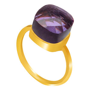 Meilleure qualité. Bague en argent sterling 925 coussin fait main améthyste et plaqué or pour mariage fiançailles bijoux de mode prix bas - Product Image 2