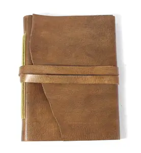 Antique Color Handmade Recycled Cotton Paper Wood & Acid Free Goat Tc Leather Journal
