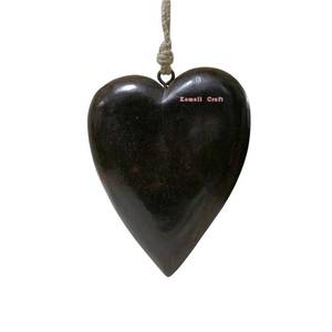 รูปหัวใจไม้ขัดเงาสีเข้ม แกะสลักจากไม้ สำหรับตกแต่งคริสต์มาส - Product Image 1