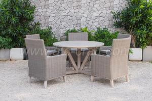 All Weather Resistant <b>Garden</b> Furniture Dining Set <b>Wooden</b> <b>Round</b> <b>Table</b> <b>and</b> 4 <b>Chairs</b> RADS-154 (Style 1) - Product Image 2