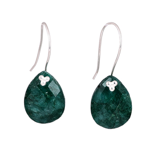 Pear Shape Emerald Gemstone 925 Sterling Silver Earrings - Product Image 1