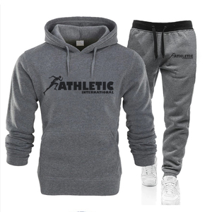 Chándales de hombre de color gris personalizados, diseño de logotipo impreso bordado de alta calidad, Jersey de algodón 100%, chándal deportivo de invierno para hombre - Product Image 1