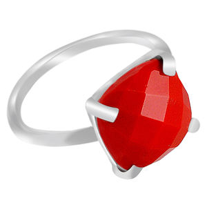 Princess Cut Carnelian Gemstone 925 Sterling <b>Silver</b> Prong Setting Gold <b>Silver</b> Plated Fashionable <b>Ring</b> for Wedding Gift Or Party. - Product Image 3