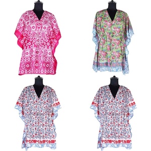 Abaya décontractée pour femmes en indien Dubai vêtements islamiques marocains caftan court 2025 Top qualité main bloc imprimé floral design caftan - Product Image 1