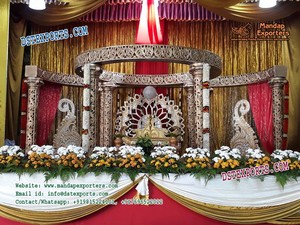 De Sri Lanka boda Manavarai Mandap conjunto boda Organizacion de fabricante de la boda de oro tallado Mandap Decoración - Product Image 6