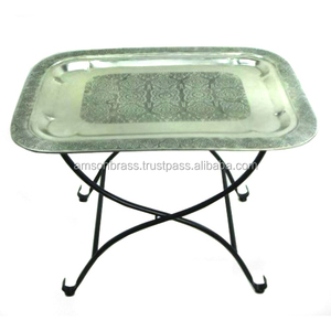 Mesa de centro de metal plegable cuadrada de plata fabricante de muebles de mesa marroquí nuevo diseño de grabado de mesa de hierro de metal - Product Image 1