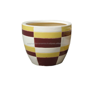 Macetas de cerámica esmaltadas vietnamitas modernas, Kit de macetas de arcilla alta para decoración interior del hogar y el jardín, suelo, centro comercial, plantación - Product Image 5