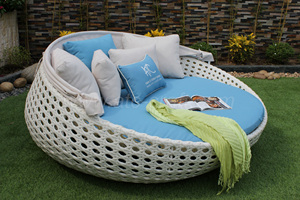 Chaise longue ou lit de repos en rotin polyéthylène pour jardin extérieur Patio Beach Resort Piscine Meubles en osier - Product Image 3