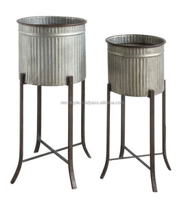 Maceta de pared galvanizada estilo granja con soporte plegable recubierto acabado para fiestas de vacaciones centro comercial plantas verdes hoteles - Product Image 1