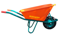 Brouette en plastique pour travaux de construction, robuste, 90L, plateau en plastique galvanisé, roue simple